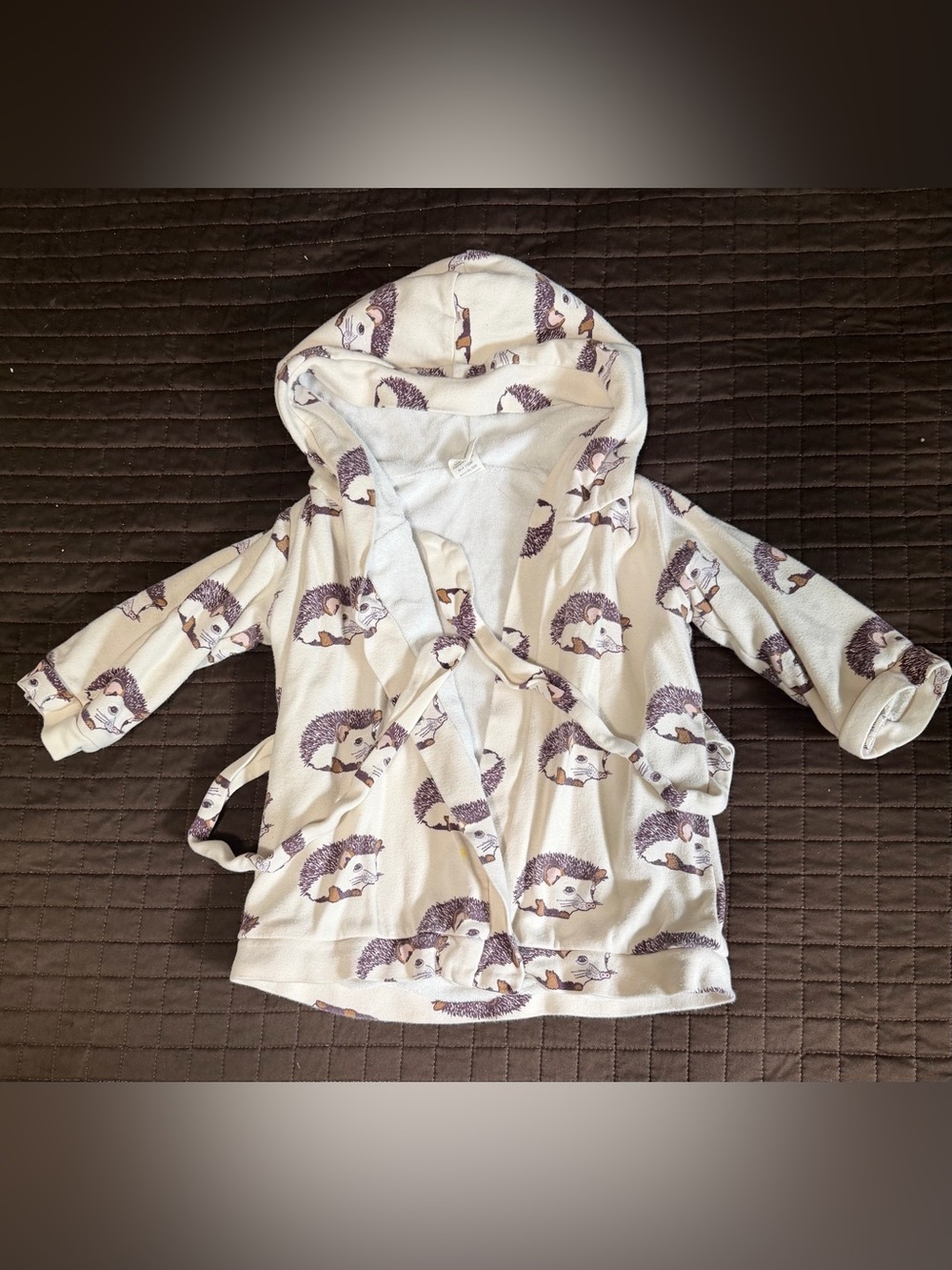 Kate Quinn | bath robe | mahogany hedgehog | 12-24m
